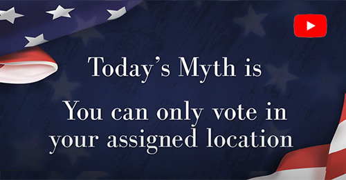 Election Myth Busters video promo image - click here to watch our Myth Busters videos - Today's Myth is: A non-citizen can register to vote.